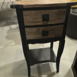 Rustic 2-Drawer Side Table / Nightstand – Wood & Metal
