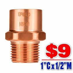 Copper Male Adapter 1" C x 1/2" MNPT