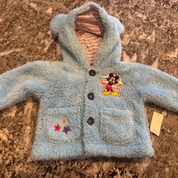 Baby Boy Mickey Sherpa Jacket Size 3-6 Months 