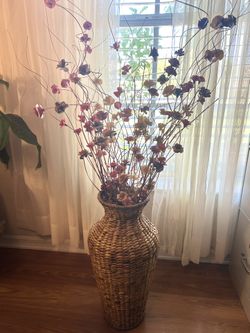 Rattan Vase With Florals