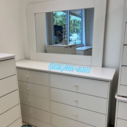 Eight White Dresser With Mirror New Chest Cajonera Comoda Nueva 