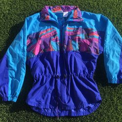 Reebok Windbreaker Jacket Womens S Multicolor Color Block Vintage 1990's Zipper