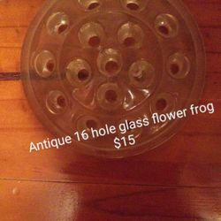 Heavy Glass Antique  Flower Frog 16 Hole 