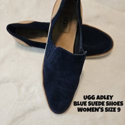 UGG ADLEY BLUE SUEDE SHOES, WOMEN'S 9