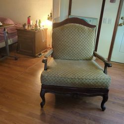 Leather Back  Ethan Allen  wide chair