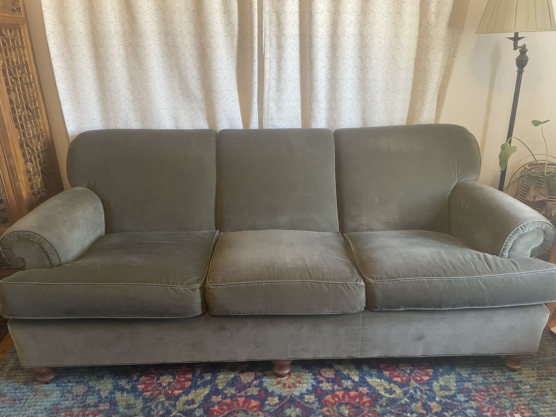 Green Velvet Ethan Allen Sofa