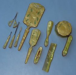 Mid Century 1930-40's Art Deco Celluloid Vanity Set