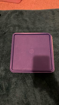 Blue and white Tupperware food storage