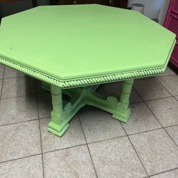 Green table with leaf