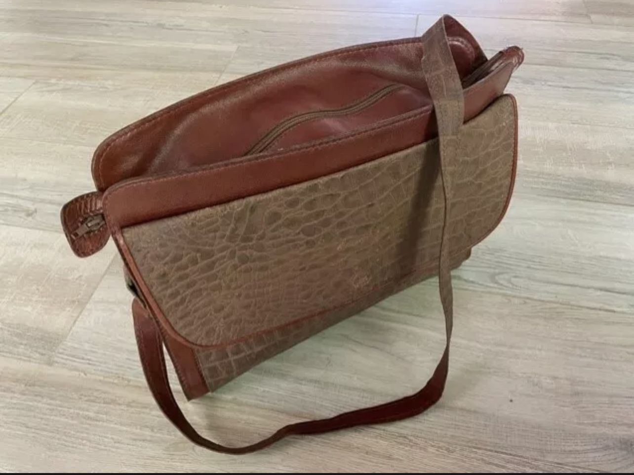 Vintage Beautiful Brown Leather Shoulder Messenger Bag Cross Body Briefcase Tote