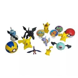 Pokemon Figures Lot of 14 Pc Pikachu- Pokemon Balls-Thundurus- Zekrom & More