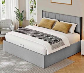 New in box  Rmb604g  Lift Up Storage Bed Frame King Size, Hydraulic Platform Bed, with Upholstered Headboard,