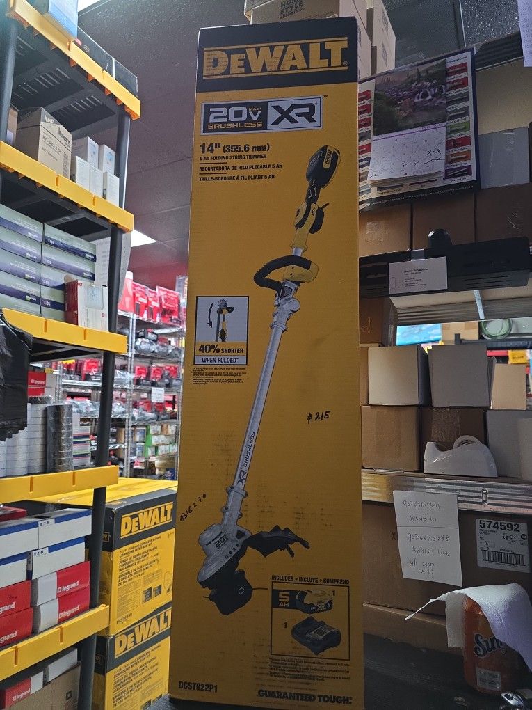 DEWALT20V MAX 14 in. Brushless Cordless Battery Powered Foldable String Trimmer Kit with (1) 5 Ah Battery & Charger