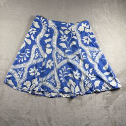 Marine Layer Bonnie Mini Skirt Women's Size 10 Blue Tile Print Hawaiian #3D