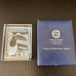 Princess Cruises Captains Circle Special Member Award Glass Paperweight Panama Canal 