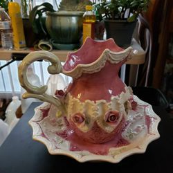 Porcelain Pitcher and Bowl Set with additional Vase