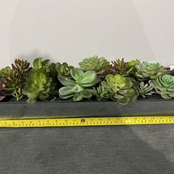 Faux Succulent Decor In A Metal Pot