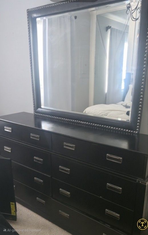 Mirror Dresser And With 1 Night Stand