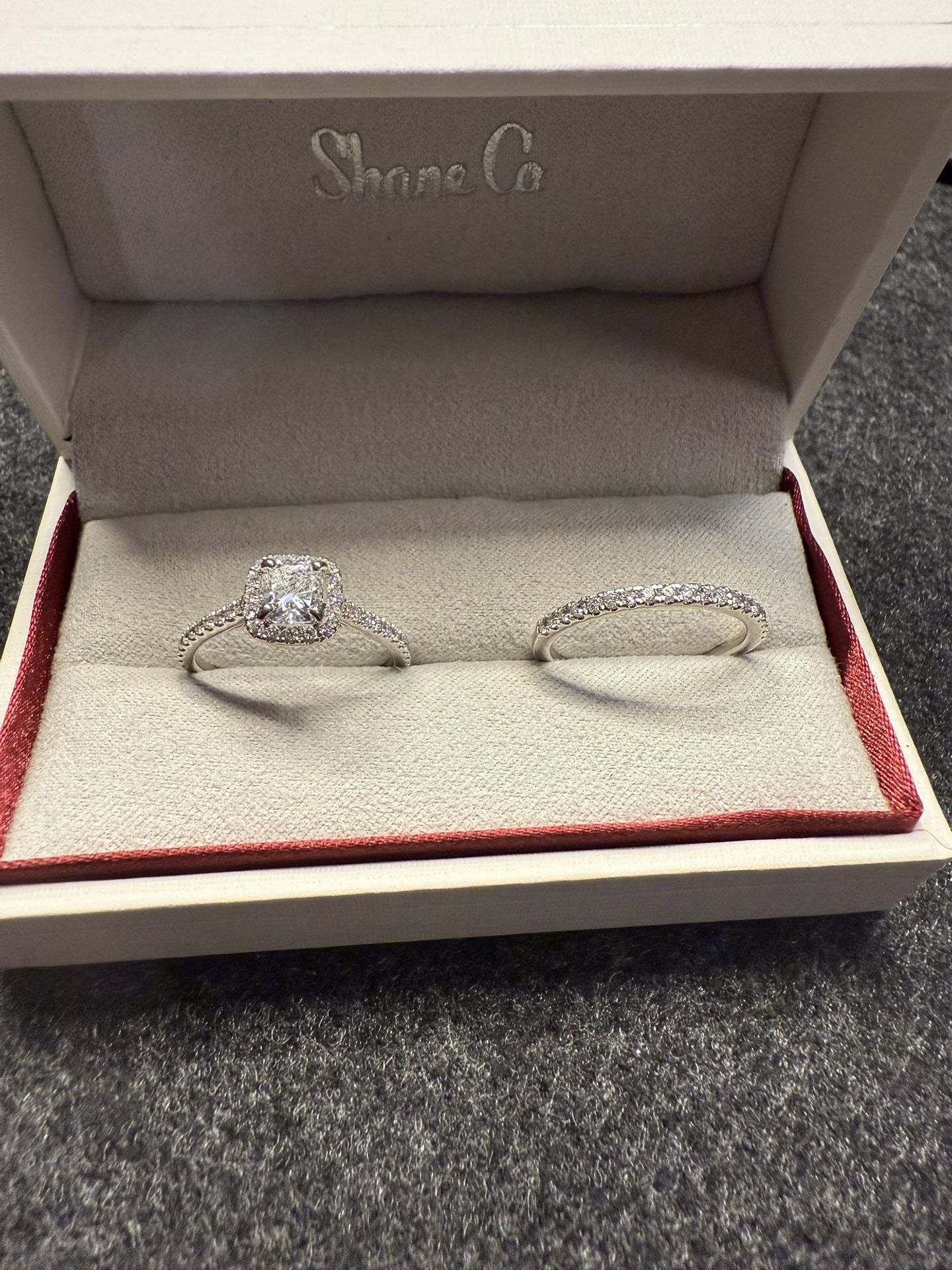 Ella Halo Engagement Ring & Vista Diamond Pave Band