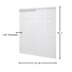 Set Of 3 Closet Doors, 72 in. x 81 in. Colonial White Prefinished Hardboard Panels Steel Framed Interior Sliding Door