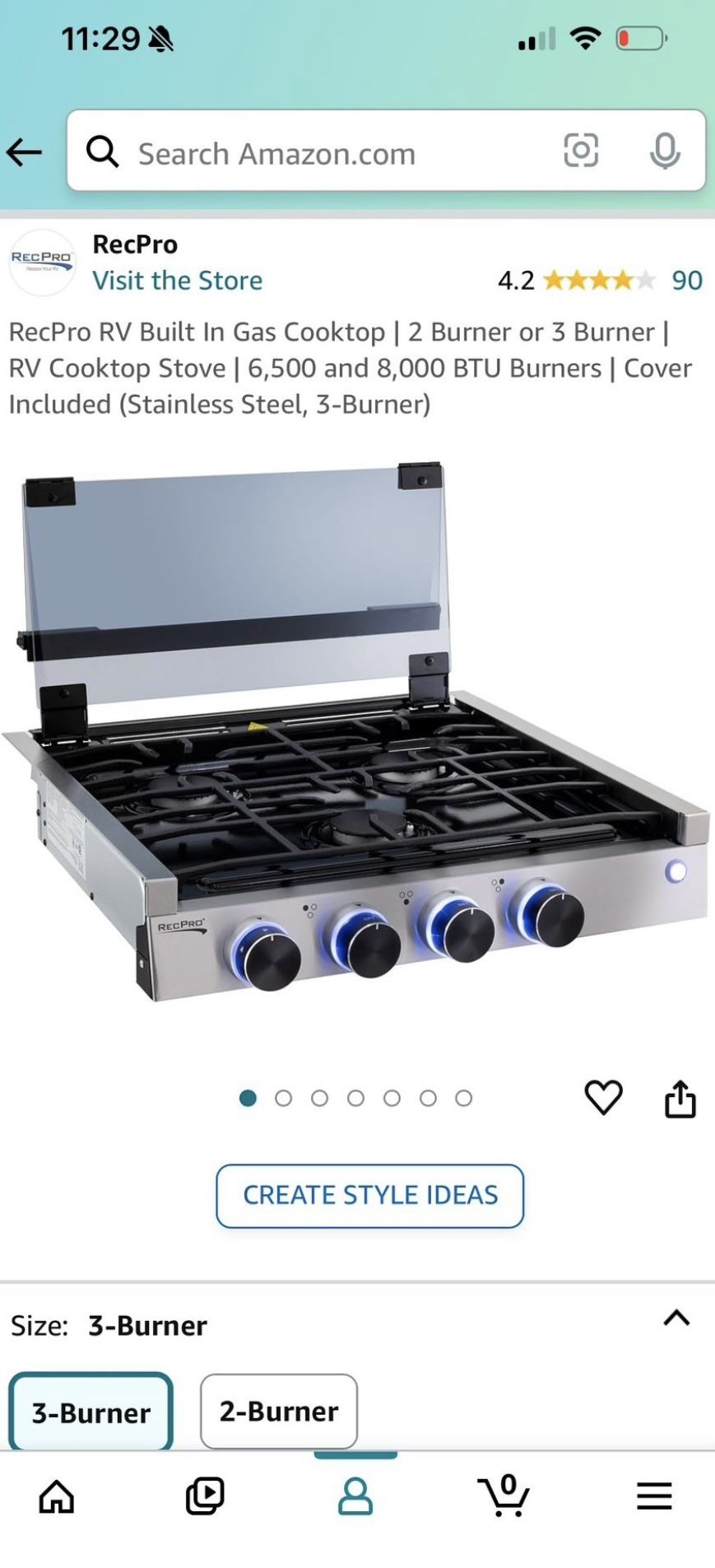 RV Cooktop 3 burner