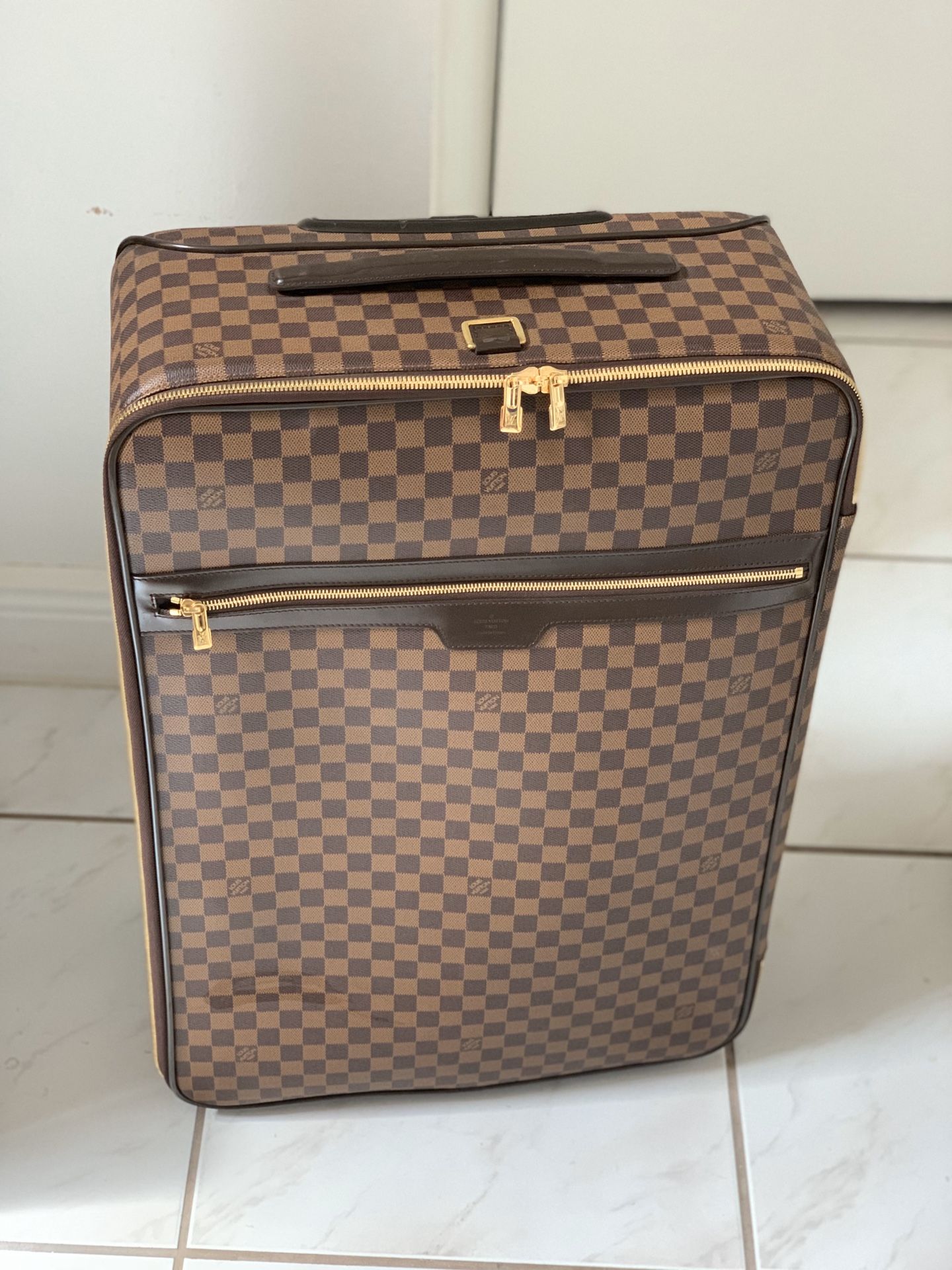 Authentic LOUIS VUITTON Pegase 55 Carry Brown Rolling Travel Bag N41187