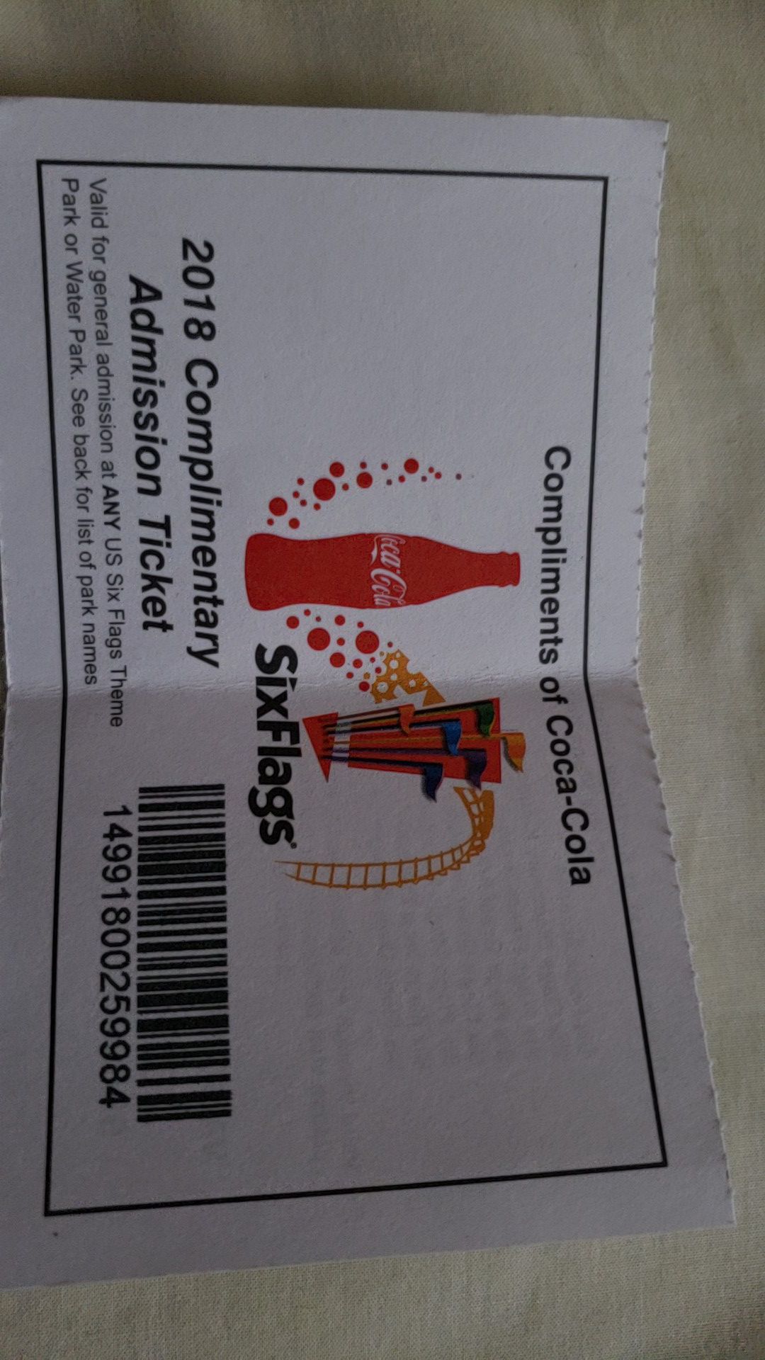 Six flags ticket