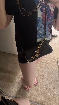 Mirror image with bag charm crossbody leather bag