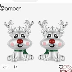 Bamoer 925 Sterling Silver Cute Reindeer Stud Earrings [EAR94]