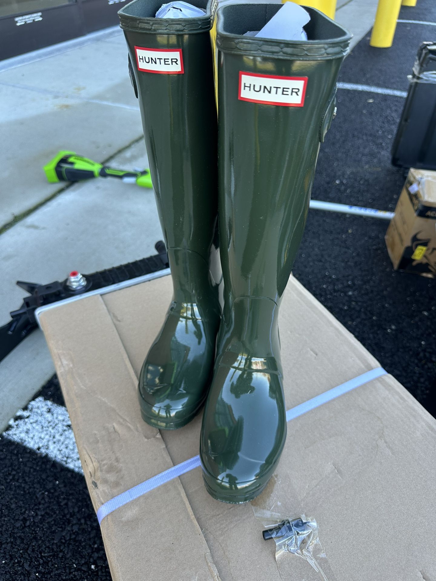 Hunter Women's Original Tall Back Adjustable Rain Boots, Navy,5 M US