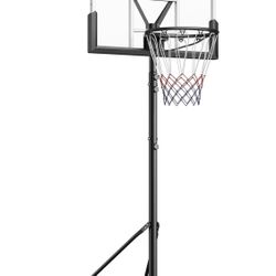 Basketball Hoop Outdoor, 10FT Adjustable Height, Portable Basketball Hoops Goal Court System w/ 45in Shatterproof Backboard 