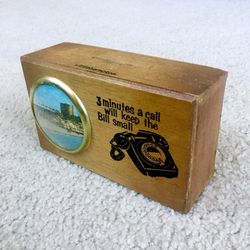 Vintage Wood Telephone Money Box Bank - Dial Telephone - Littlehampton, UK