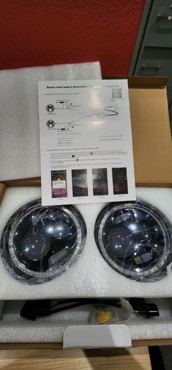 RGB Seven Color LED Headlights Pair