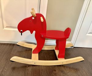 Rocking-moose, red/rubberwood IKEA