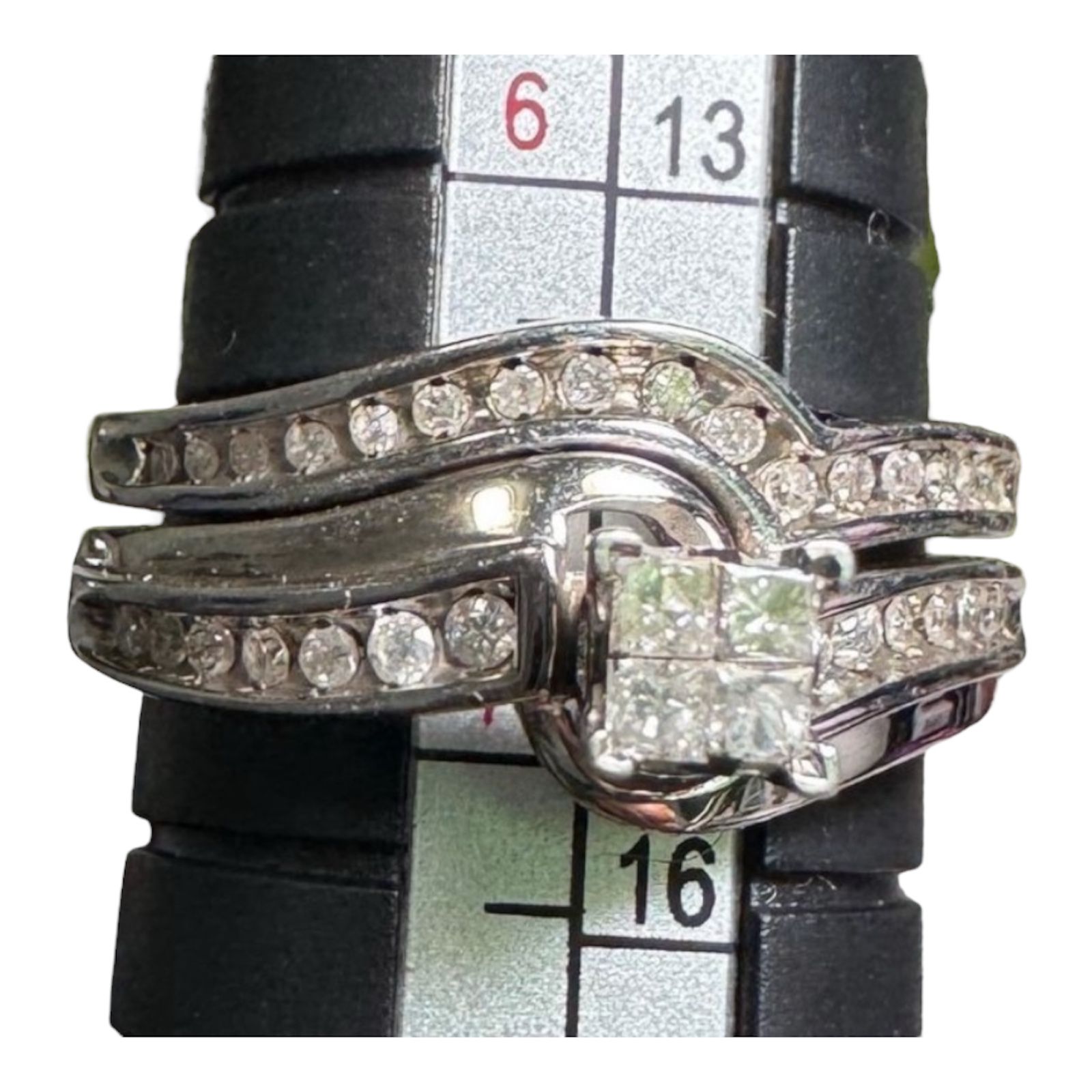 Forever Bride Women's 1/3 CTTW Princess cut and Round Diamond Sterling Silver 7