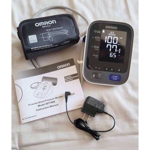 Omron 10 Series Upper Arm Automatic Blood Pressure 2-User Monitor With Wall Adapter