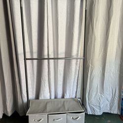 2 Tier Garment Rack with 3 Drawer Closet Organizer