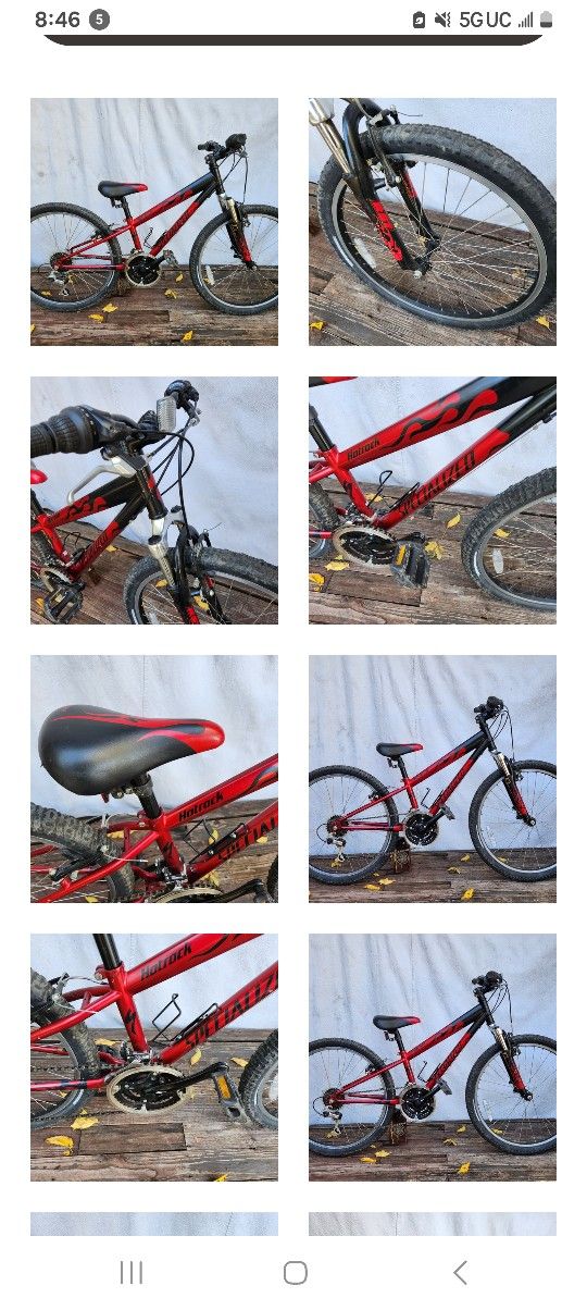 Specialized 24 Hot rock Bike Red With Black Flames
