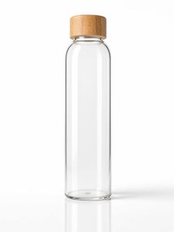 Clear Glass Water Bottle with Bamboo Lid