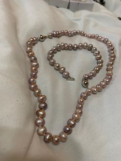 Real pearls bracelets and necklace set
