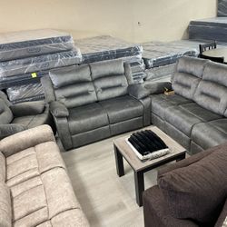 GRAY 3-PC ELECTRIC RECLINER SET