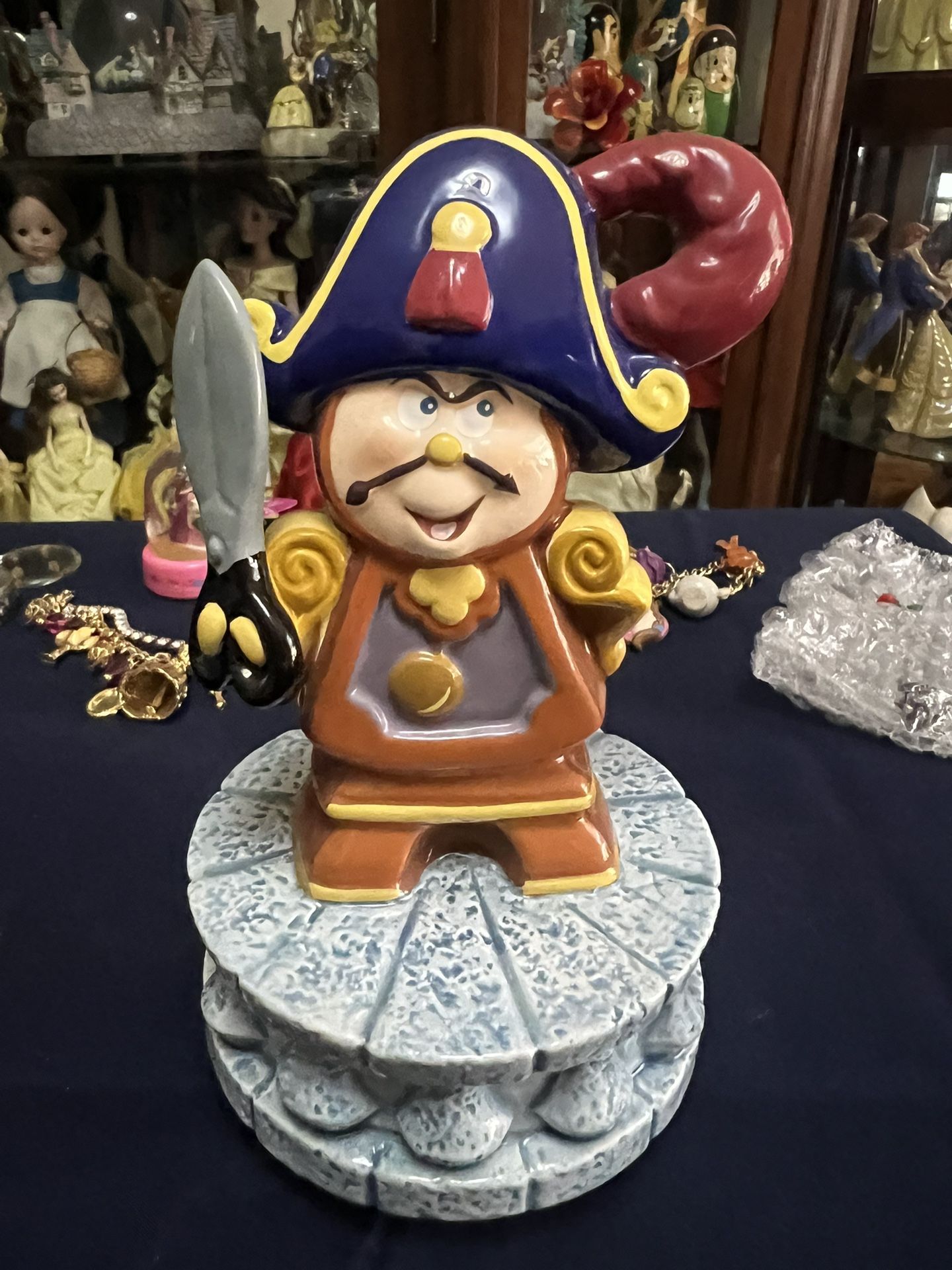 Vintage Schmid Beauty and the Beast Cogsworth ceramic musical figurine