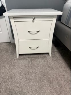 White two drawer end table w pull out table