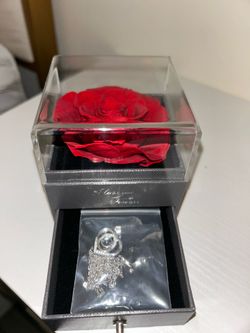 New Preserved Rose Jewelry Box with Heart Pendant Necklace – Gift for Her