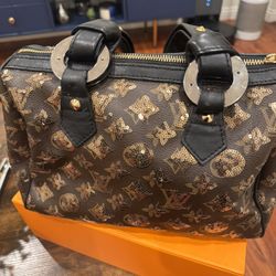 Louis Vuitton Black and Gold Sequin Satchel