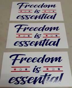 Set Of 3 "Freedom Is Essential"1 7 1/" x 3 3/4" Stickers