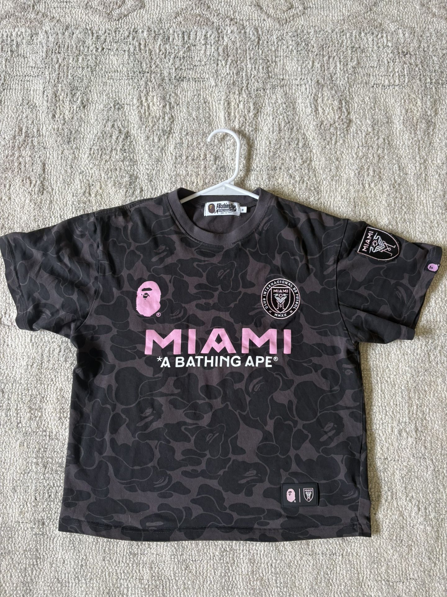 Bape x Inter Miami CF Camo Tee Black Size M Lightly Used 100% Authentic