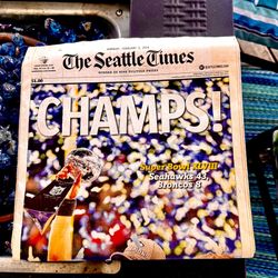 Seattle Times Feb 3, 2014 – Seahawks Super Bowl XLVIII CHAMPIONS Front Page Newspaper