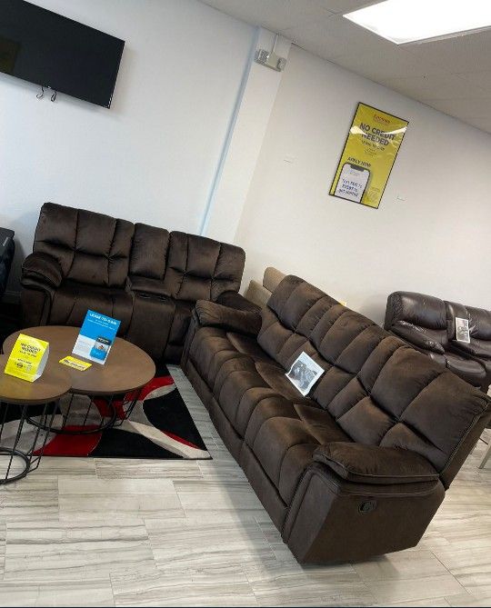 SOFA AND LOVESEAT SET JUST $1299!!! ADD THE RECLINER CHAIR FOR $299!!! JUST $50 DOWN AND 90 DAYS!!!