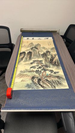 Traditional Chinese Landscape Wall Scroll Art - "深山覓景" Misty Mountain & Pine Tree Shan Shui Painting